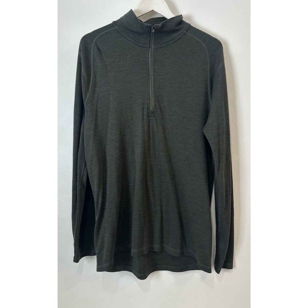 Smartwool Quarter Zip Pullover Green Merino Wool Outdoor Base Layer Men’s XL